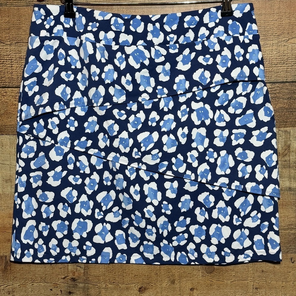 J. McLaughlin Nicola Skirt Blue Animal Print size XL Catalina Cloth - Picture 2 of 8